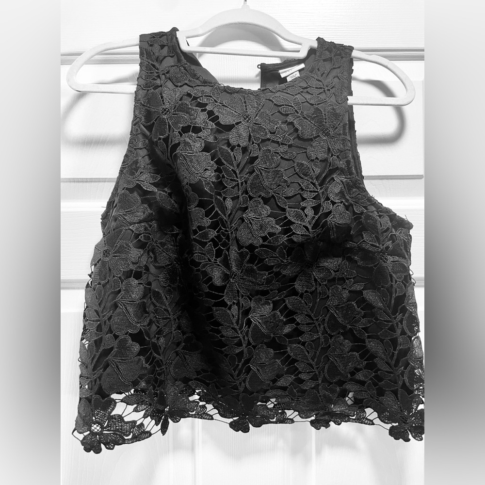 a new day Black Floral Lace Tank Top